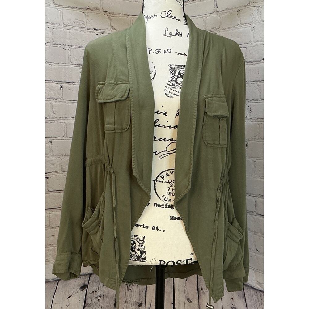 Torrid Women's Army Green Drape Front Utility Jacket (Size 0 L/12)